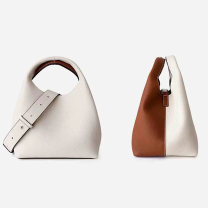 Patchwork Style Women Bucket Bag Lychee Texture Cowhide Luxury   Bag High Grade Ladies Handbag