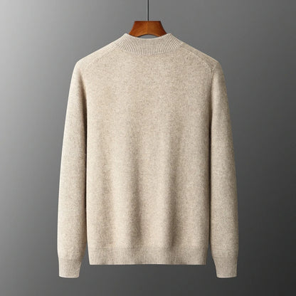100% Merino Wool Men's Warm Sweater Mock Collar
