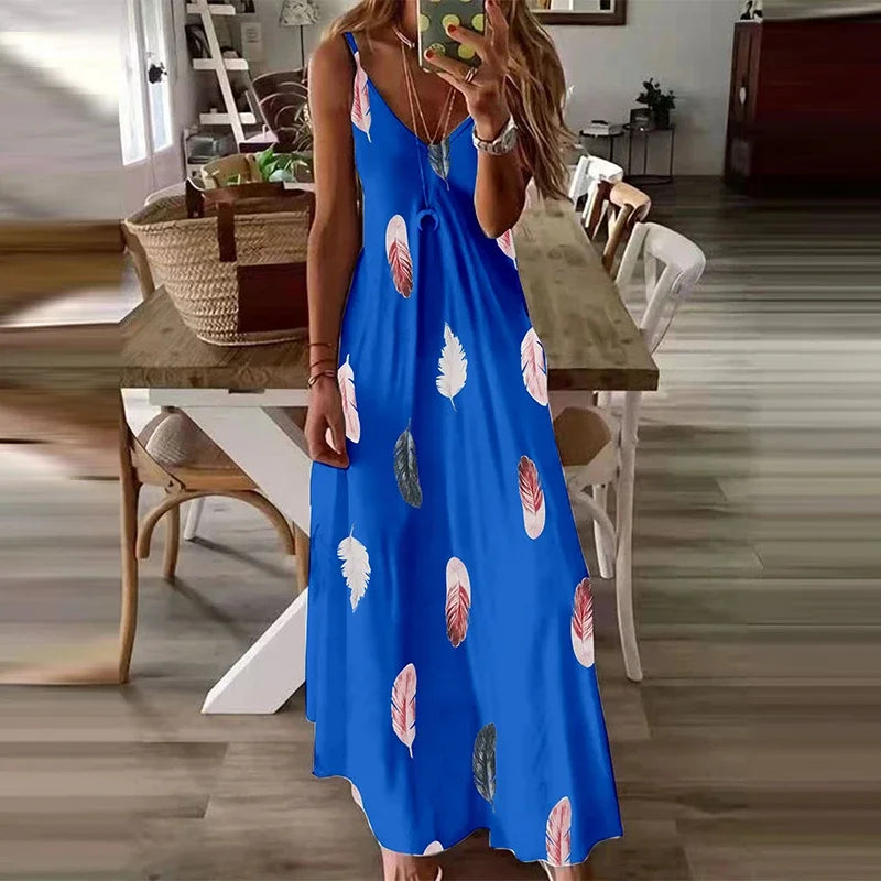 8-Colour Chic V-Neck Maxi Dress Casual Comfort