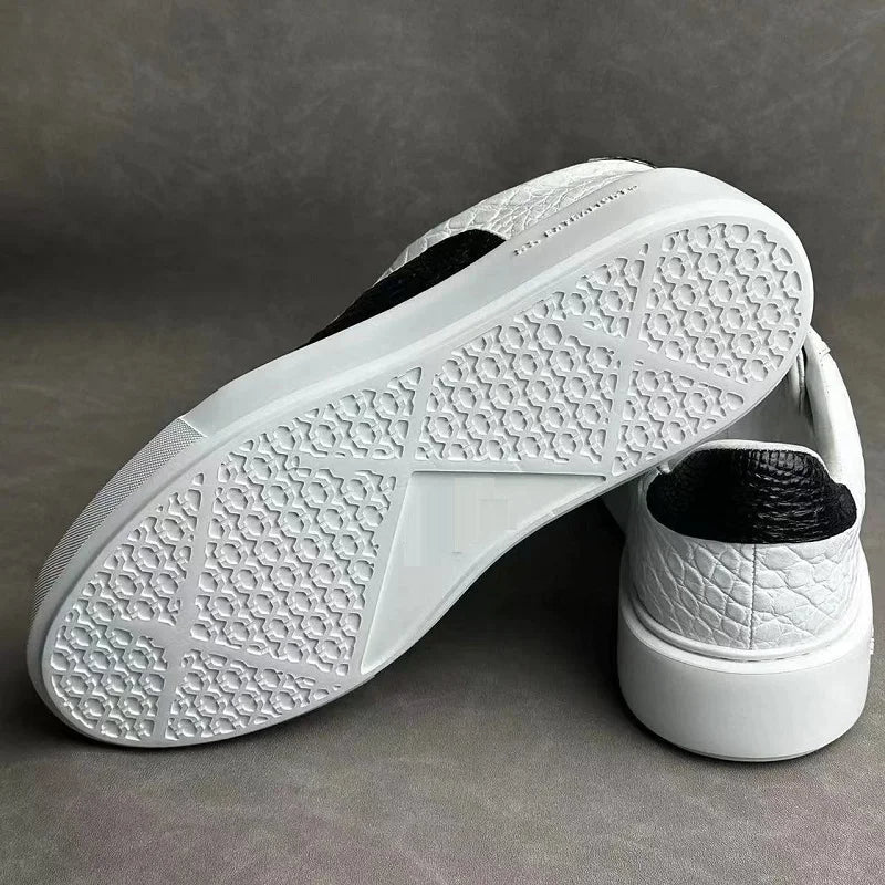 2025 New Arrival Fashion Crocodile Skin Causal Shoes Men, Genuine Leather Sneakers