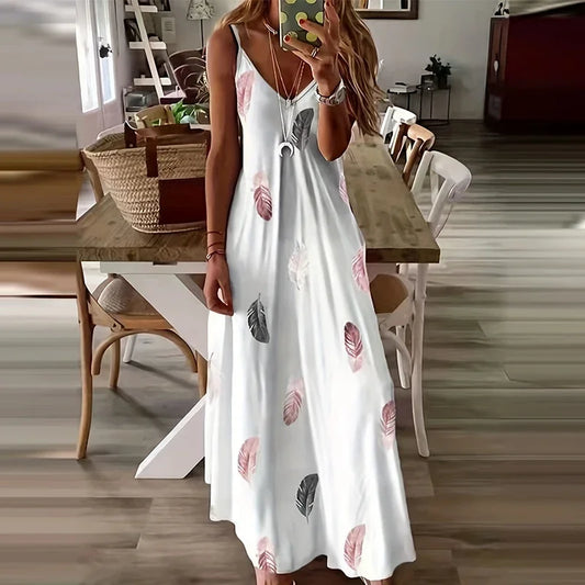 8-Colour Chic V-Neck Maxi Dress Casual Comfort