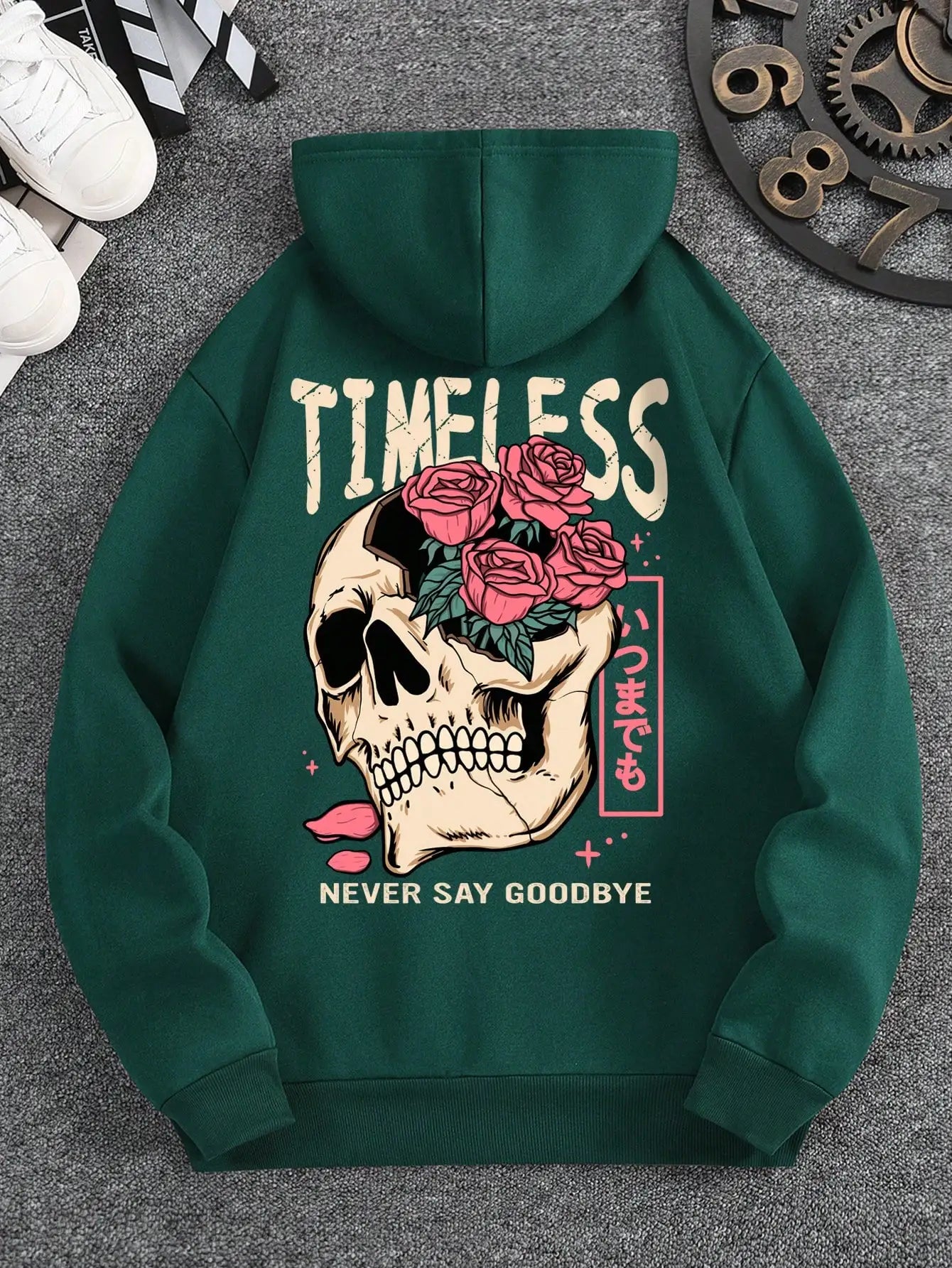 Men's Slogan and Skull Print Hoodie Sweatshirt Unisex