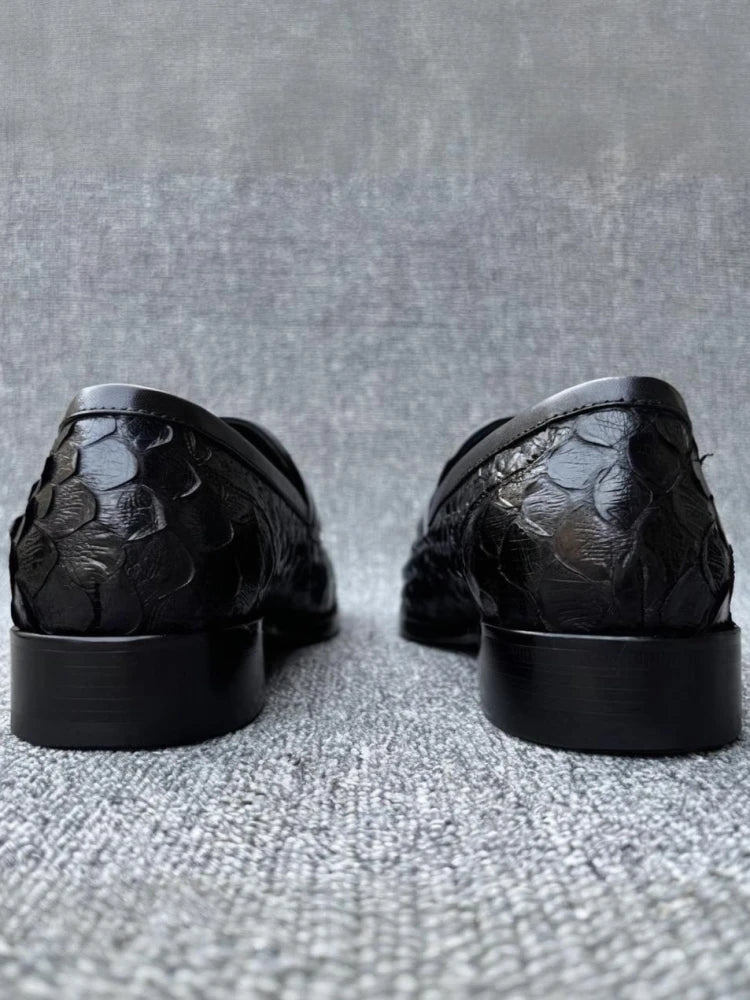 Fashion  Snake Skin Derby Loafers  Dress Shoes High Quality Handmade Business Style