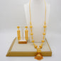 Necklace & Earrings (Tassel Style) for Women, 24K Gold, AU999 Gold-inlaid vine with twisted-leaf tassels, embodying forest grace