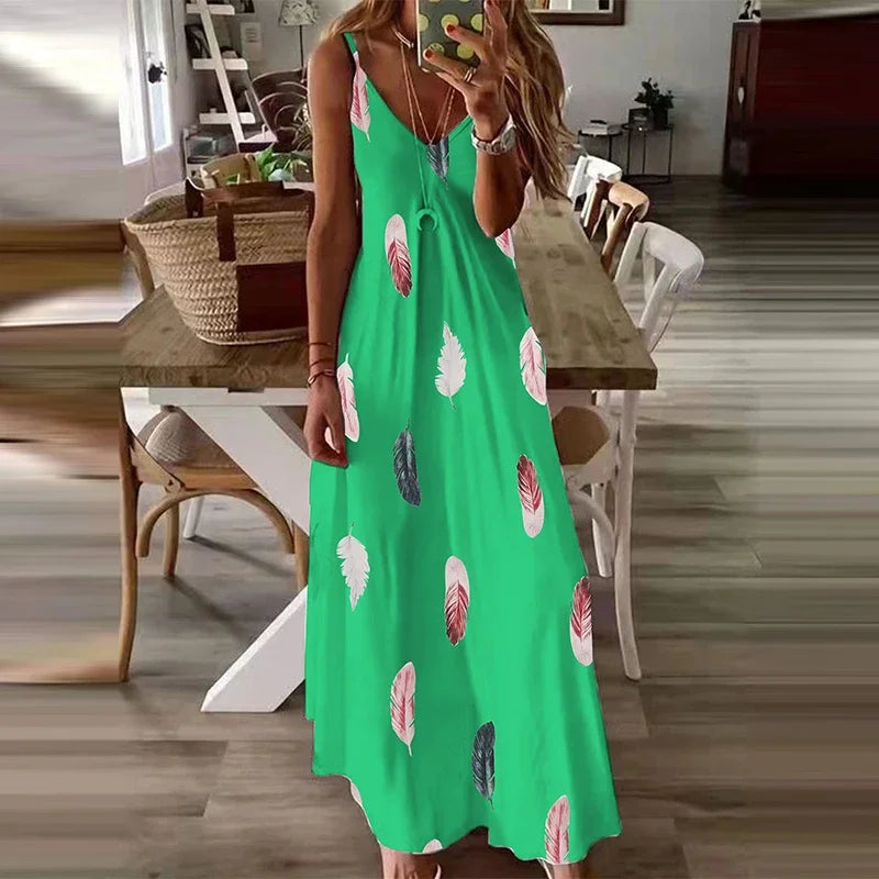 8-Colour Chic V-Neck Maxi Dress Casual Comfort