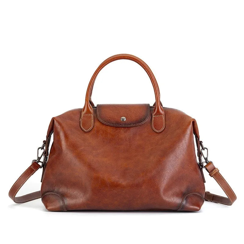 2025 New Retro Genuine Leather Women's Bag Large Capacity Tote Bag