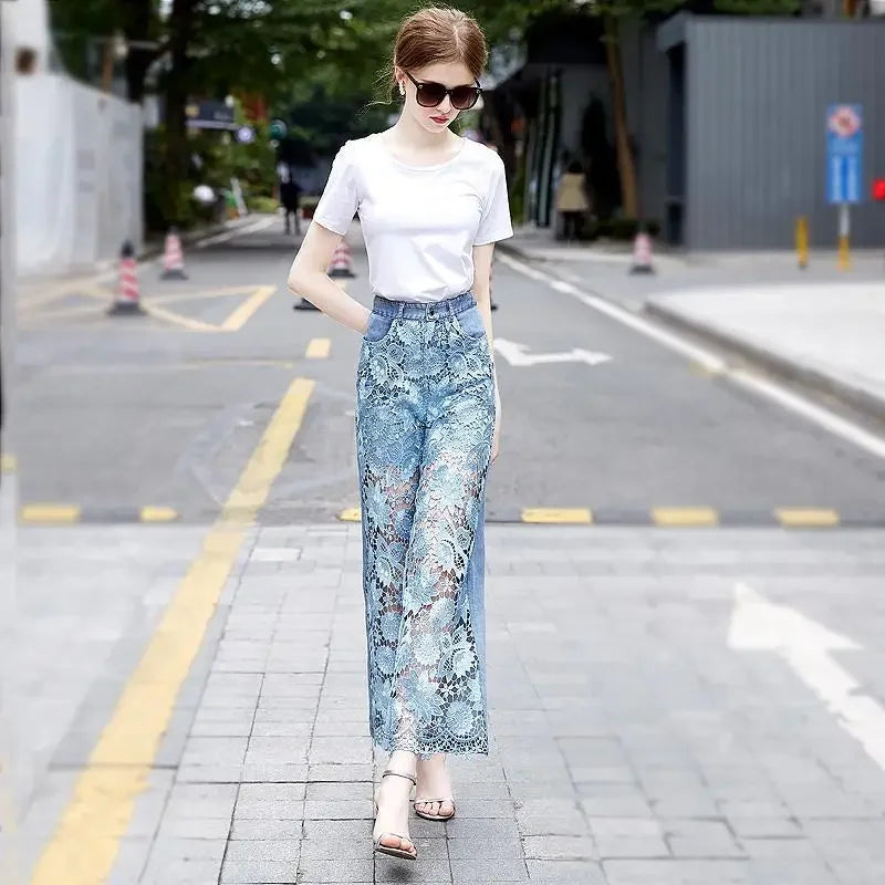 Elegant Hollow Out Summer Lace Pants Fashion 2025