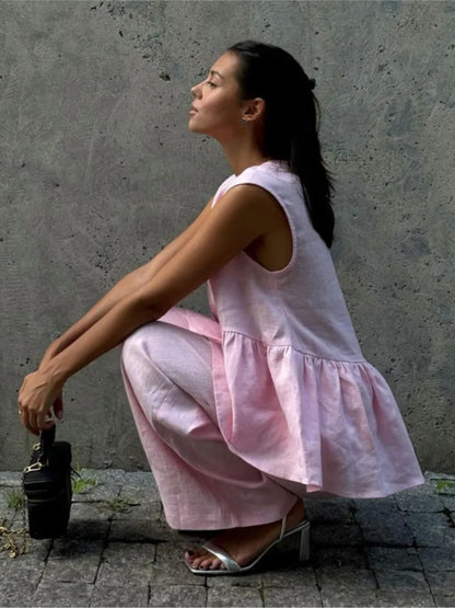 Elegant Cotton Linen Outfit for Women New Summer 2025