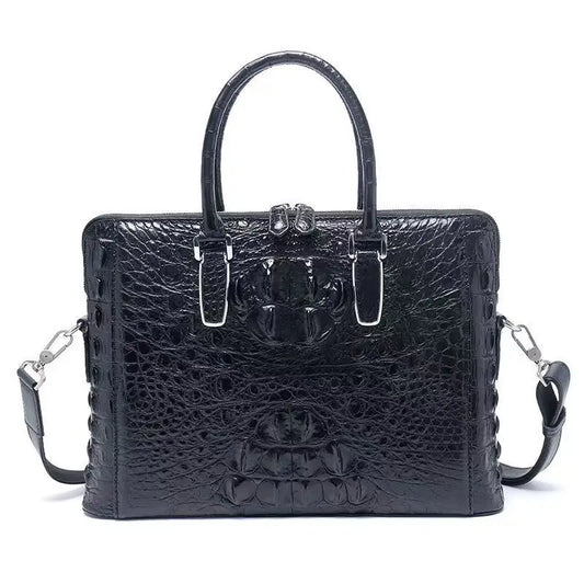 2025 Natural Crocodile Skin Men's Handbag, Shoulder Bag