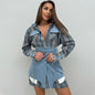 Trendy Women's Shirt with Denim-Like Belted Waist Skirt Set Chic Office Casual Outfit