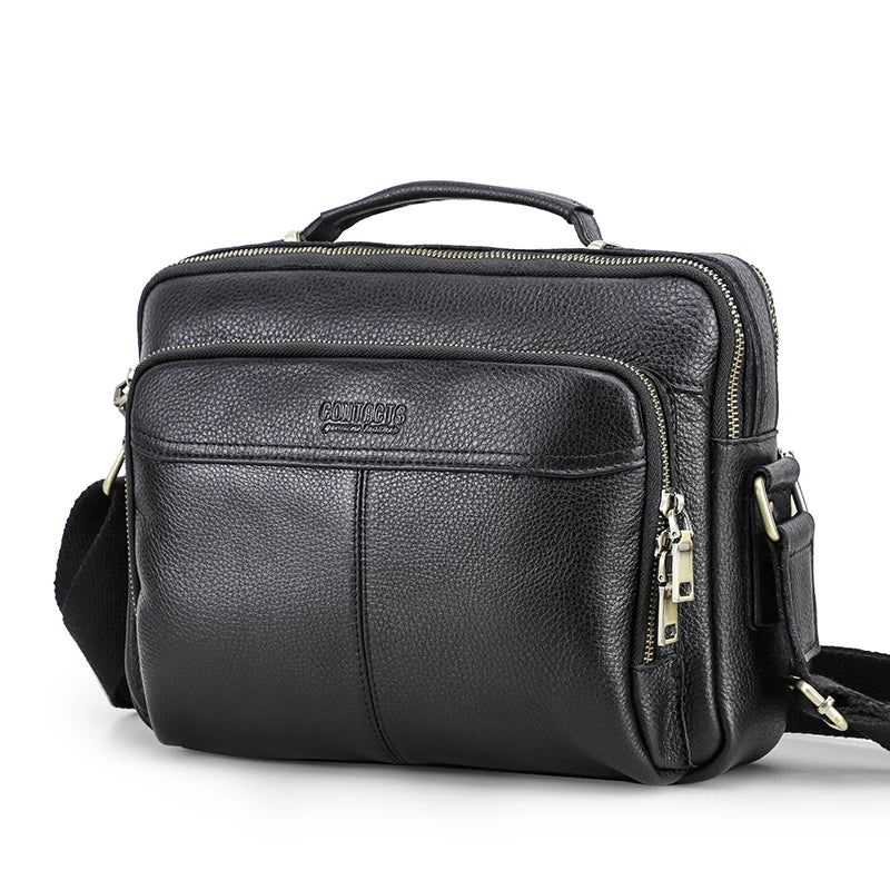 Crazy Horse Leather Men Messenger Bag Vintage Large Capacity