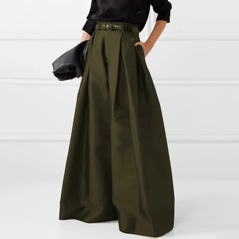 Female Stylish Solid Color Oversize Pants 2025 New Wide Leg Casual Trousers No Belt