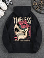 Men's Slogan and Skull Print Hoodie Sweatshirt Unisex