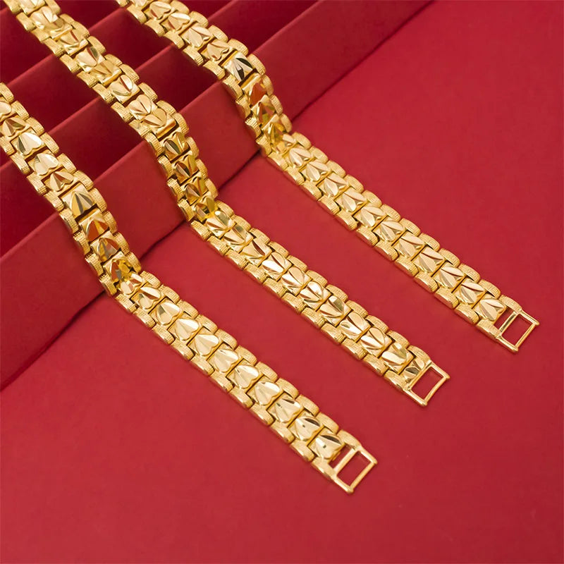 Exquisite Luxury 24K 9999 Pure Gold real gold Love Bracelet Men's Fashion All-match