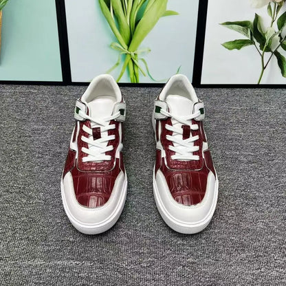 2025 New Arrival Crocodile Skin causal shoes men Genuine leather sneakers