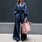 Elegant Lapel Lantern Sleeve 2-Piece Suit Set
