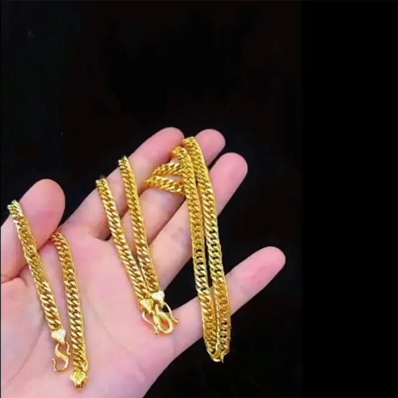Luxury 24K 9999 Pure Gold real gold Men's & Women's Buckle Bracelet Boss Necklace