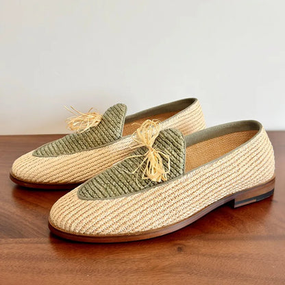 Handmade Breathable Summer Dress Shoes Straw Weave Comfortable & Colorful