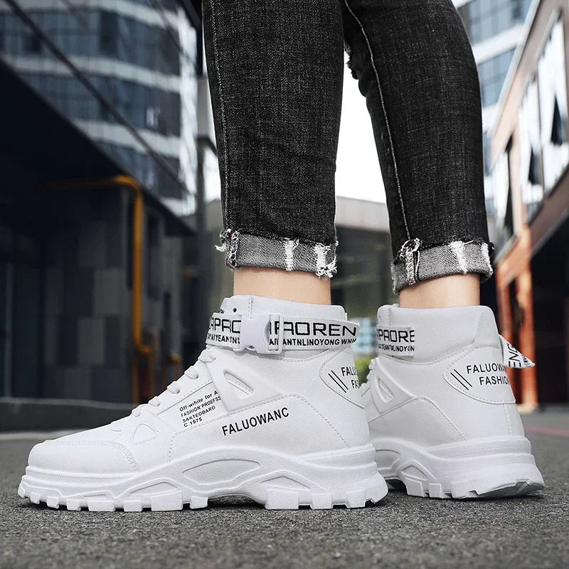 High-Top Men’s Casual Leather Shoes High Quality Handmade No-Slip Boots