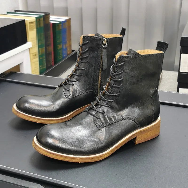 Handmade Durable British Style Genuine  Leather Boots for Men