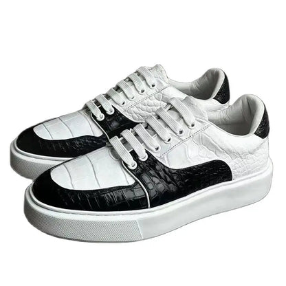 2025 New Arrival Fashion Crocodile Skin Causal Shoes Men, Genuine Leather Sneakers