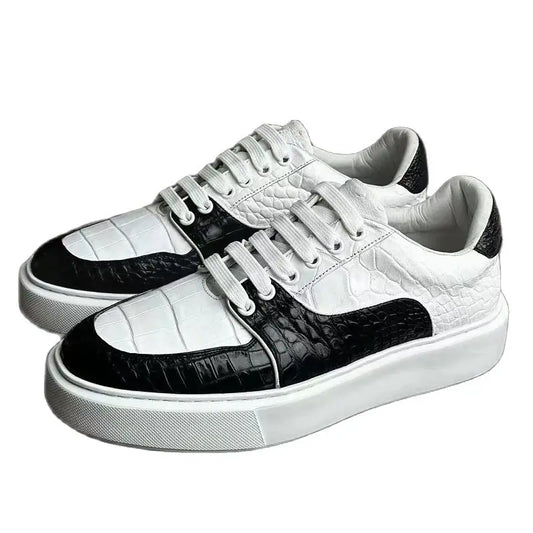 2025 New Arrival Fashion Crocodile Skin Causal Shoes Men, Genuine Leather Sneakers