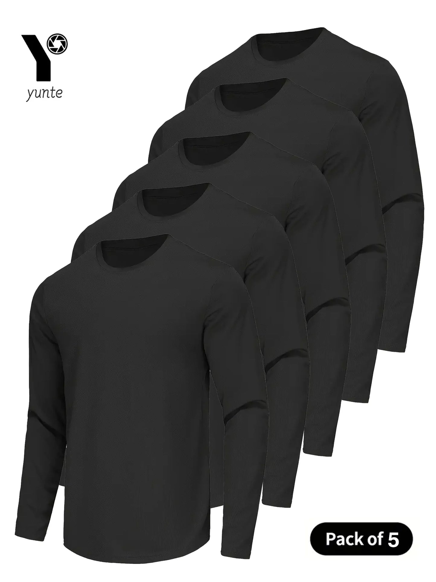 Sports Long-Sleeved Black 5-Piece Men