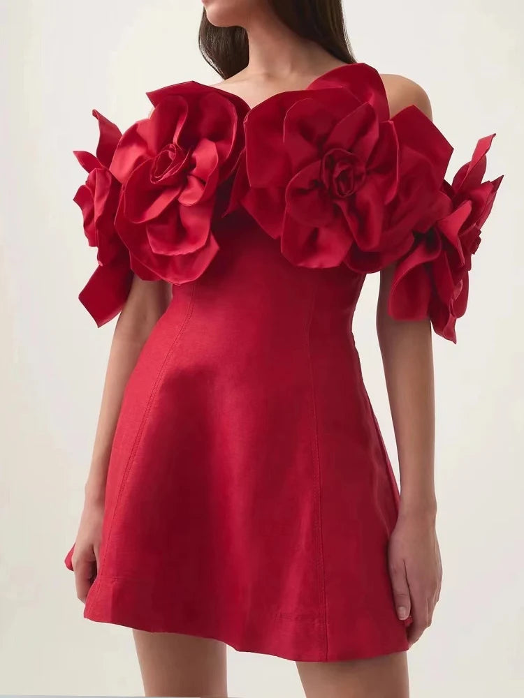 Spring and summer 2025 new fashion mini skirt sexy banquet dress one-shoulder backless dress