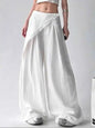 Blue Lace Spliced False 2-Piece High Waist Wide Leg Pants 2025