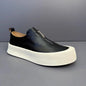 Handmade Fashion Men Zipper Loafers Thick Platform Cowhide Genuine Leather Casual Shoes