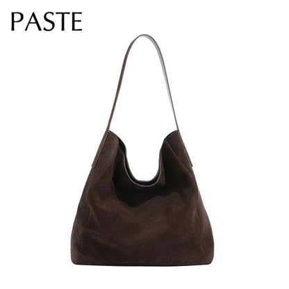 Travel-Ready Elegant Winter Purse Tote High Class Matte Suede Wool Shoulder
