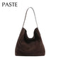 Travel-Ready Elegant Winter Purse Tote High Class Matte Suede Wool Shoulder