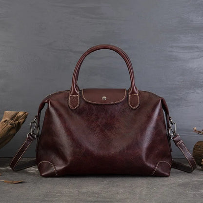 2025 New Retro Genuine Leather Women's Bag Large Capacity Tote Bag