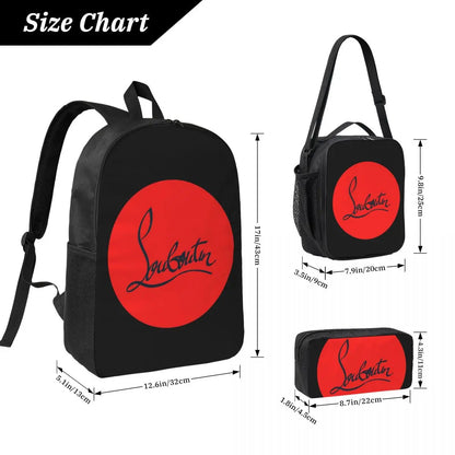 Christian Louboutin-inspired 3-piece Insulated school bag set 3ps