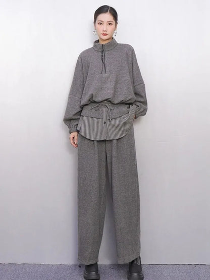 2025 New Autumn Winter Stand Collar Full Sleeve Zip-Up Sweatshirt & Pants Set