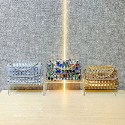 Shiny Glass Rhinestone Clutch Bag as Underarm or Shoulder Messenger Bag