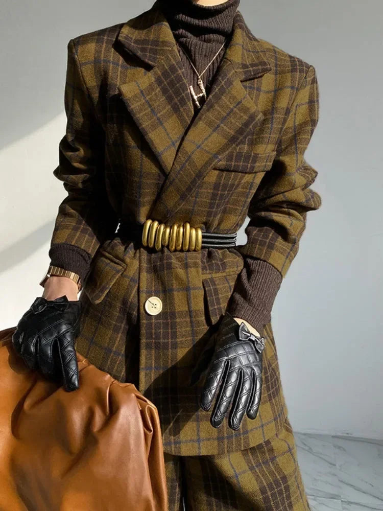 2025 New Urban Lady Classic Retro Plaid Woolen Jacket