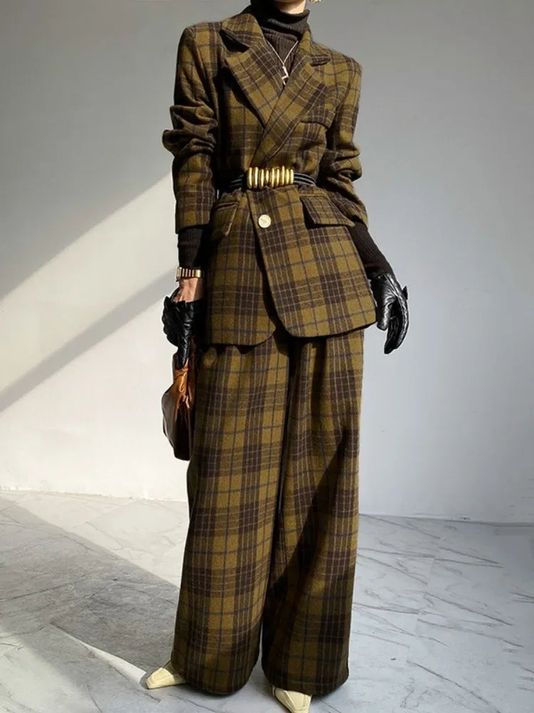2025 New Urban Lady Classic Retro Plaid Woolen Jacket