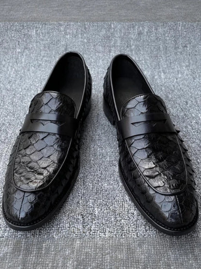 Fashion  Snake Skin Derby Loafers  Dress Shoes High Quality Handmade Business Style