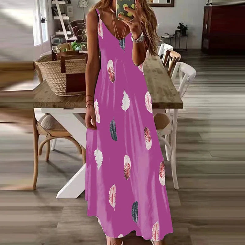 8-Colour Chic V-Neck Maxi Dress Casual Comfort