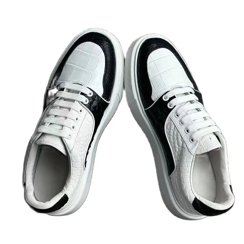 2025 New Arrival Fashion Crocodile Skin Causal Shoes Men, Genuine Leather Sneakers