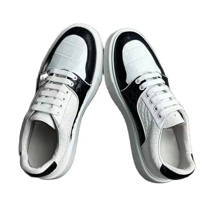 2025 New Arrival Fashion Crocodile Skin Causal Shoes Men, Genuine Leather Sneakers
