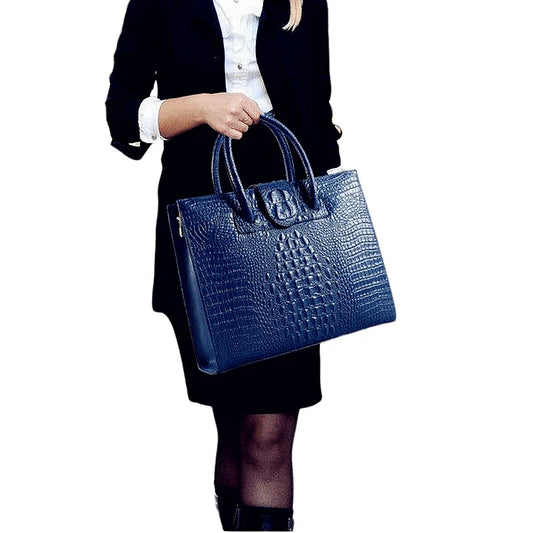 Leather Business Women's Briefcase 14-inch Laptop Cowhide Bag