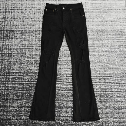 Men's Luxury distressed black flare jeans 2025