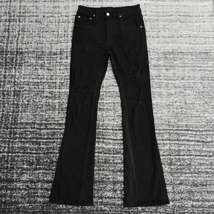 Men's Luxury distressed black flare jeans 2025