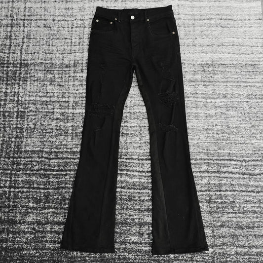 Men's Luxury distressed black flare jeans 2025