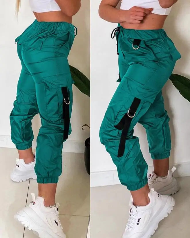 Women's Cargo Trendy Pants New Cuff Suspenders 2025