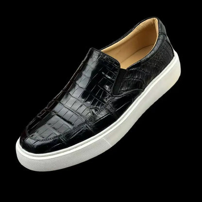 2025 New Arrival Fashion Crocodile Skin causal shoes Men's, Genuine Leather Sneakers