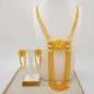 Necklace & Earrings (Tassel Style) for Women, 24K Gold, AU999 Gold-inlaid vine with twisted-leaf tassels, embodying forest grace