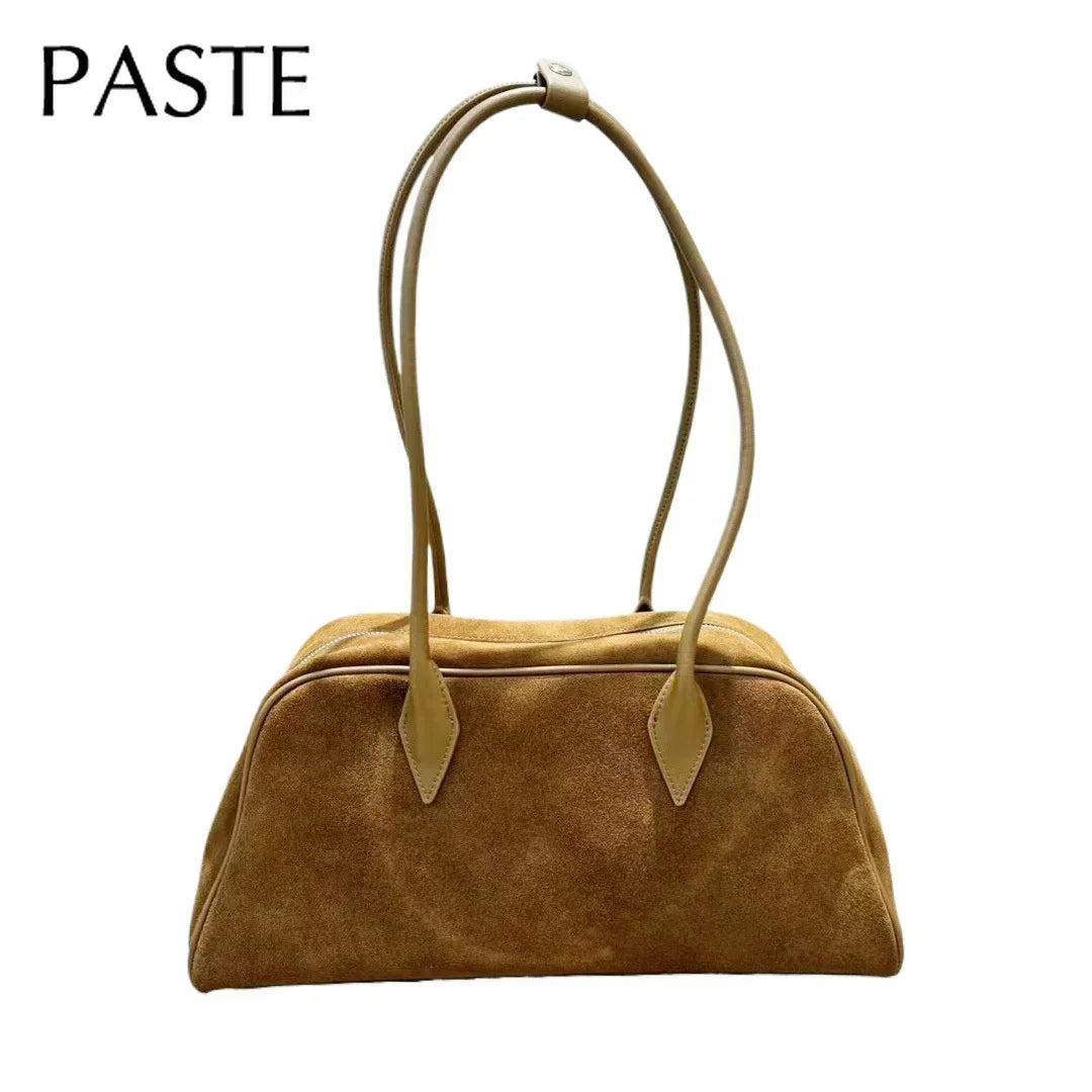 Genuine Leather Women's Bag Lazy Matte Suede Tote